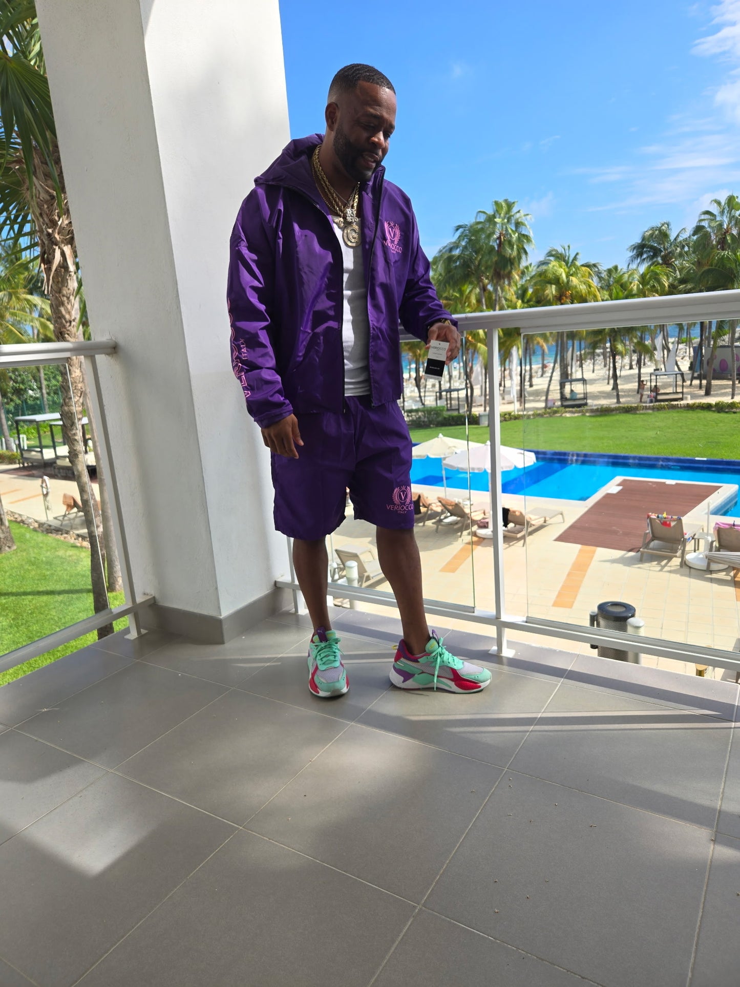 Veriocco Nylon Windbreaker Short Set