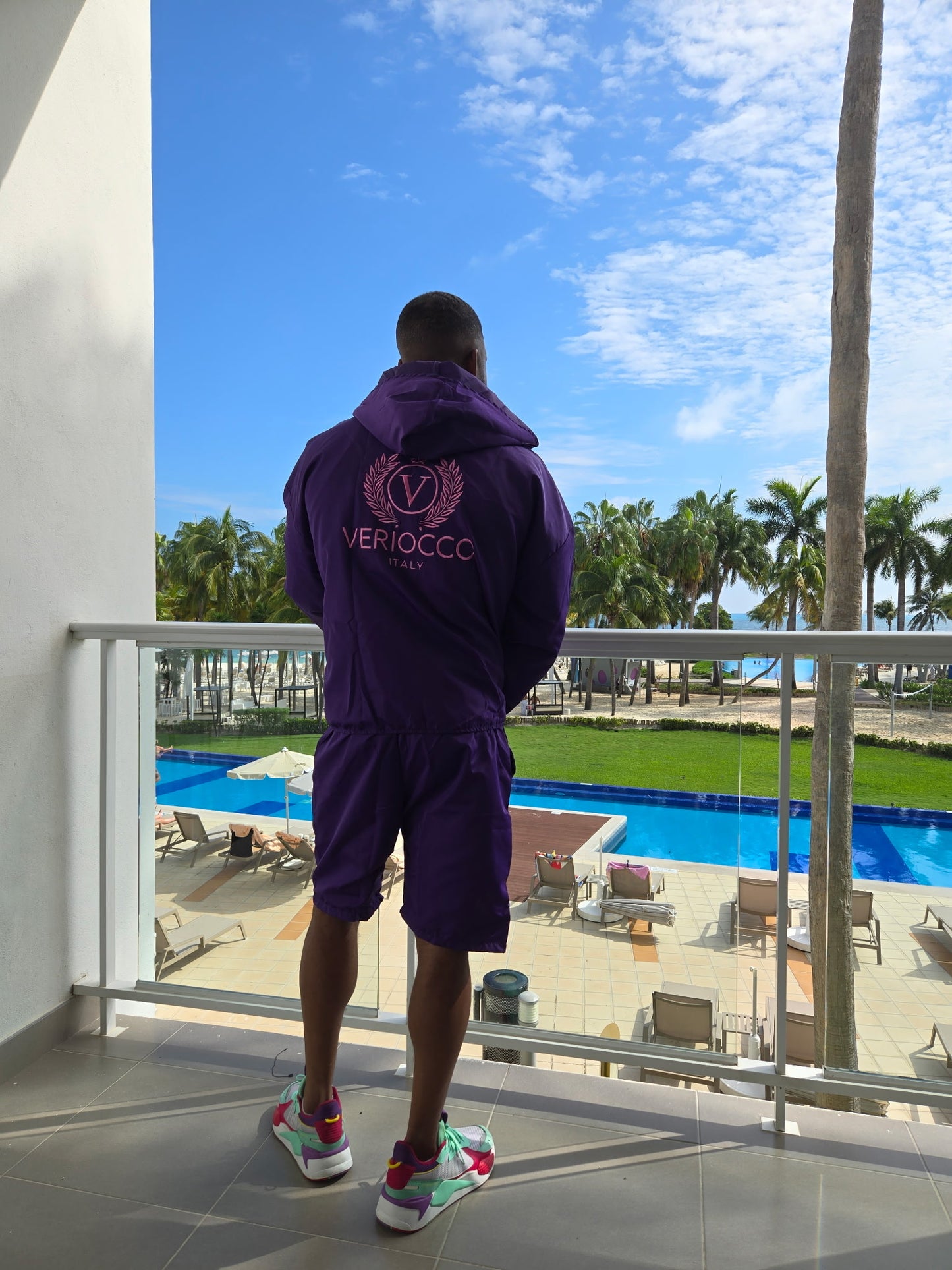 Veriocco Nylon Windbreaker Short Set